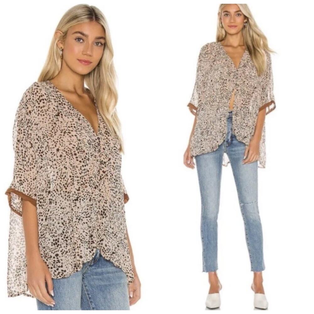 Free People Intimately Sleepin Wake Up Shirt Leopard Print Oversized XSmall